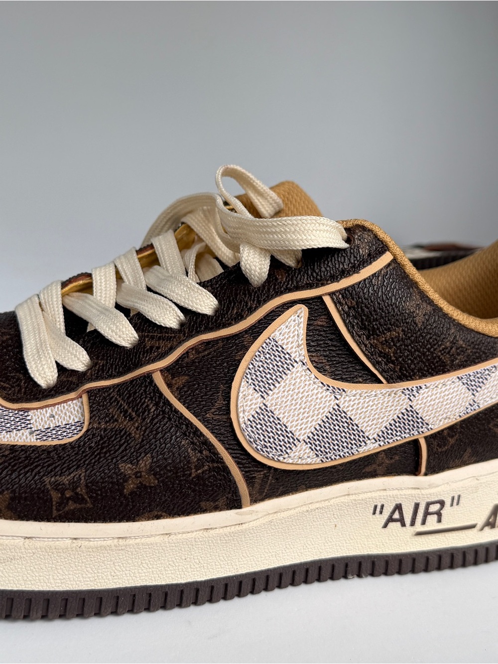 Louis Vuitton x Nike Air Force 1 Low Virgil Abloh LV Monogram Damier Azur Rare - Picture 7 of 14